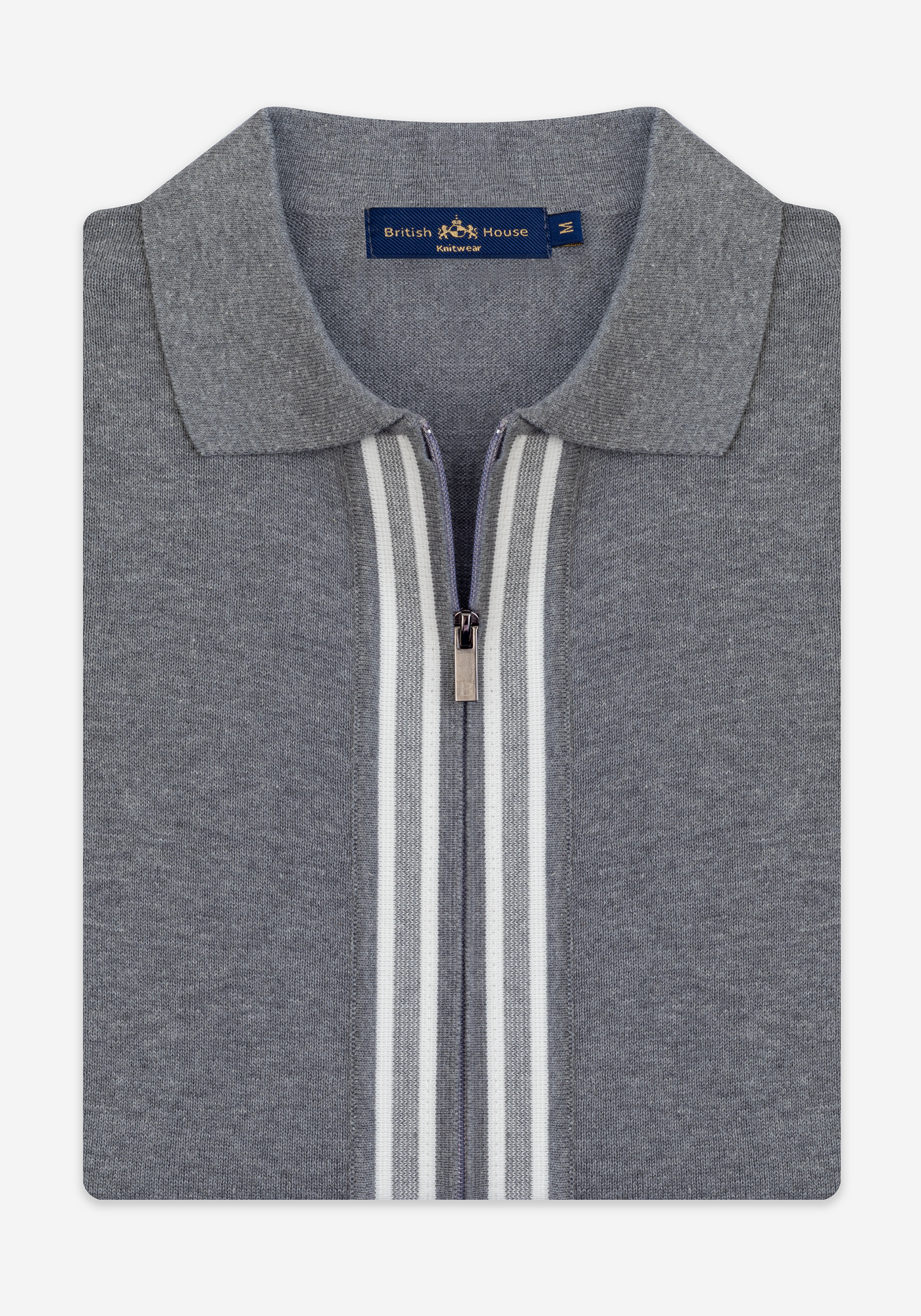 Powder Grey Zip Cotton Pullover