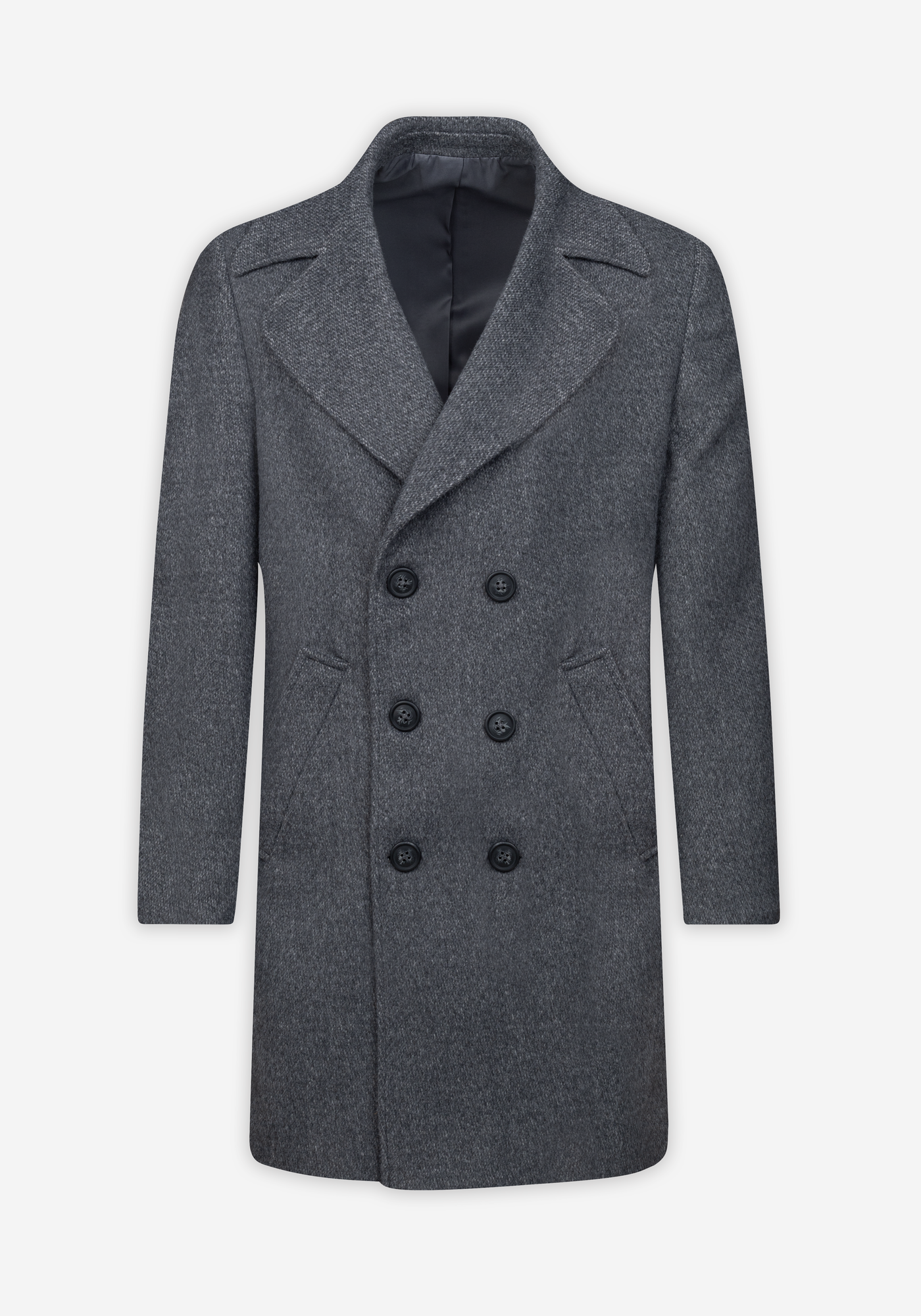 Ice Grey Double-Breasted Poly Coat