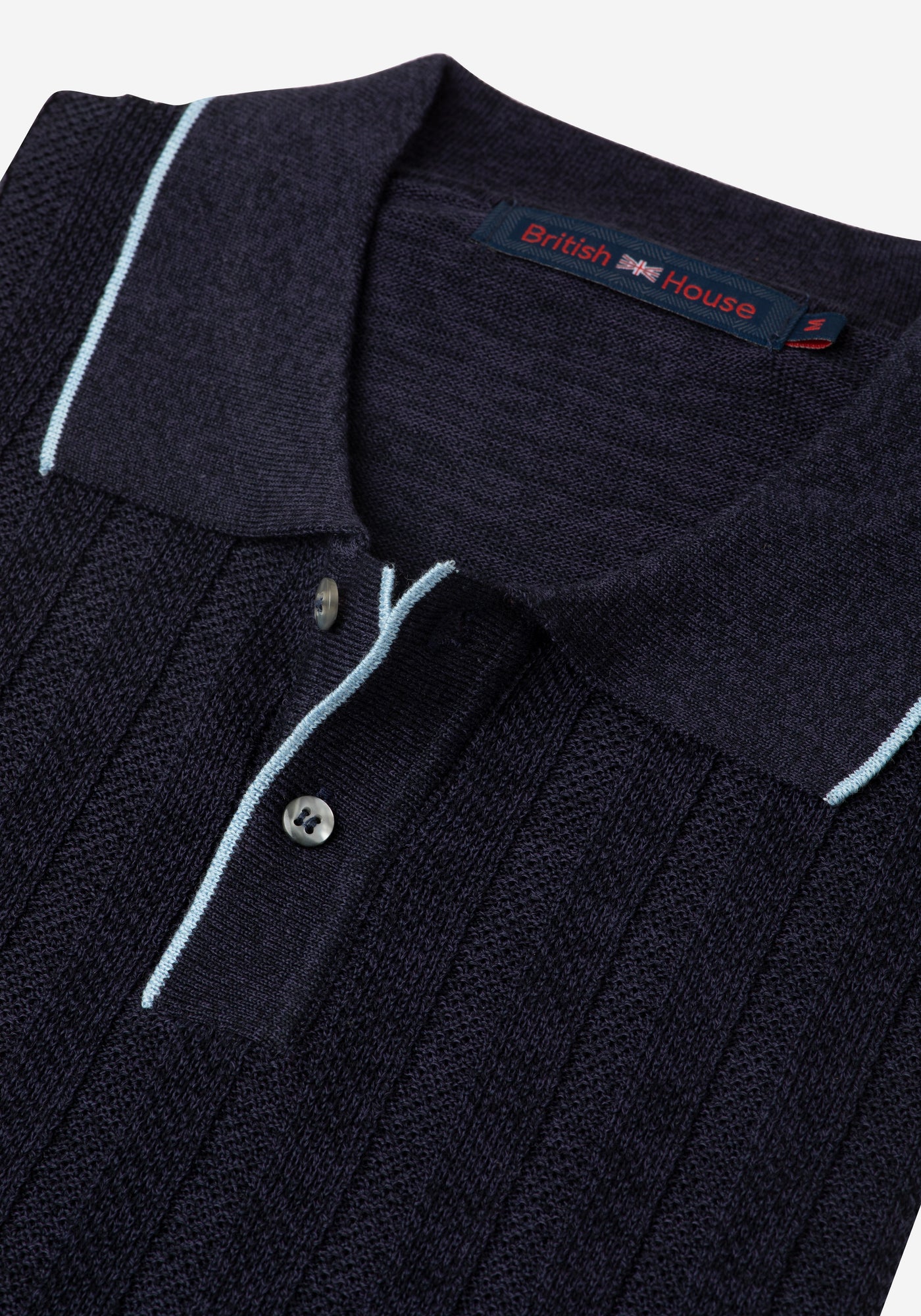 Obsidian Blue Stripe Knitted Polo Shirt