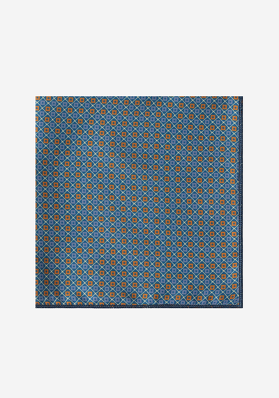 Dark Turquoise Yellow Print Silk Touch Pocket Square