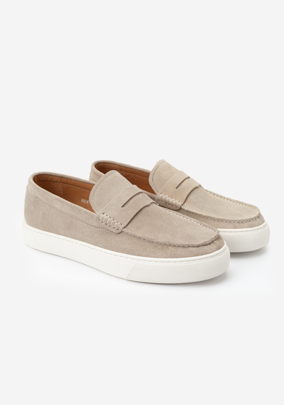 Stone Beige Suede Loafer