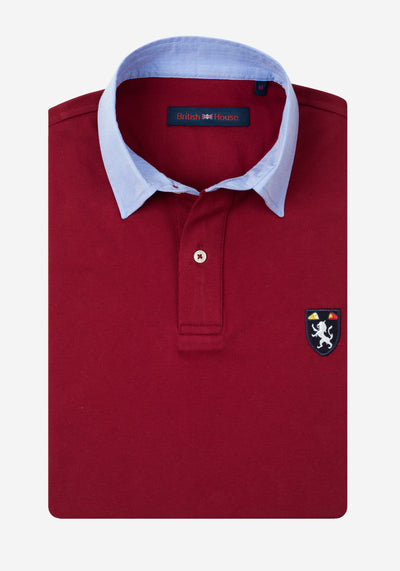 Velvet Burgundy Cotton Polo Shirt - Long Sleeve