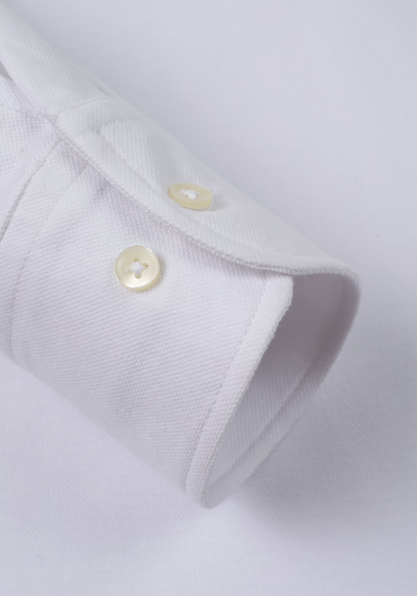 Crystal White Cotton Polo Shirt - Long Sleeve