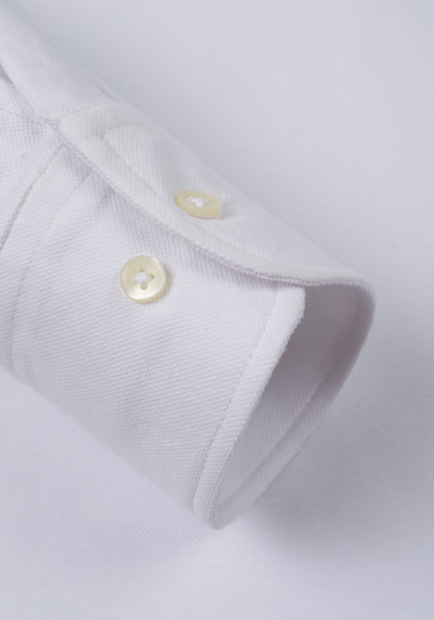 Crystal White Cotton Polo Shirt - Long Sleeve