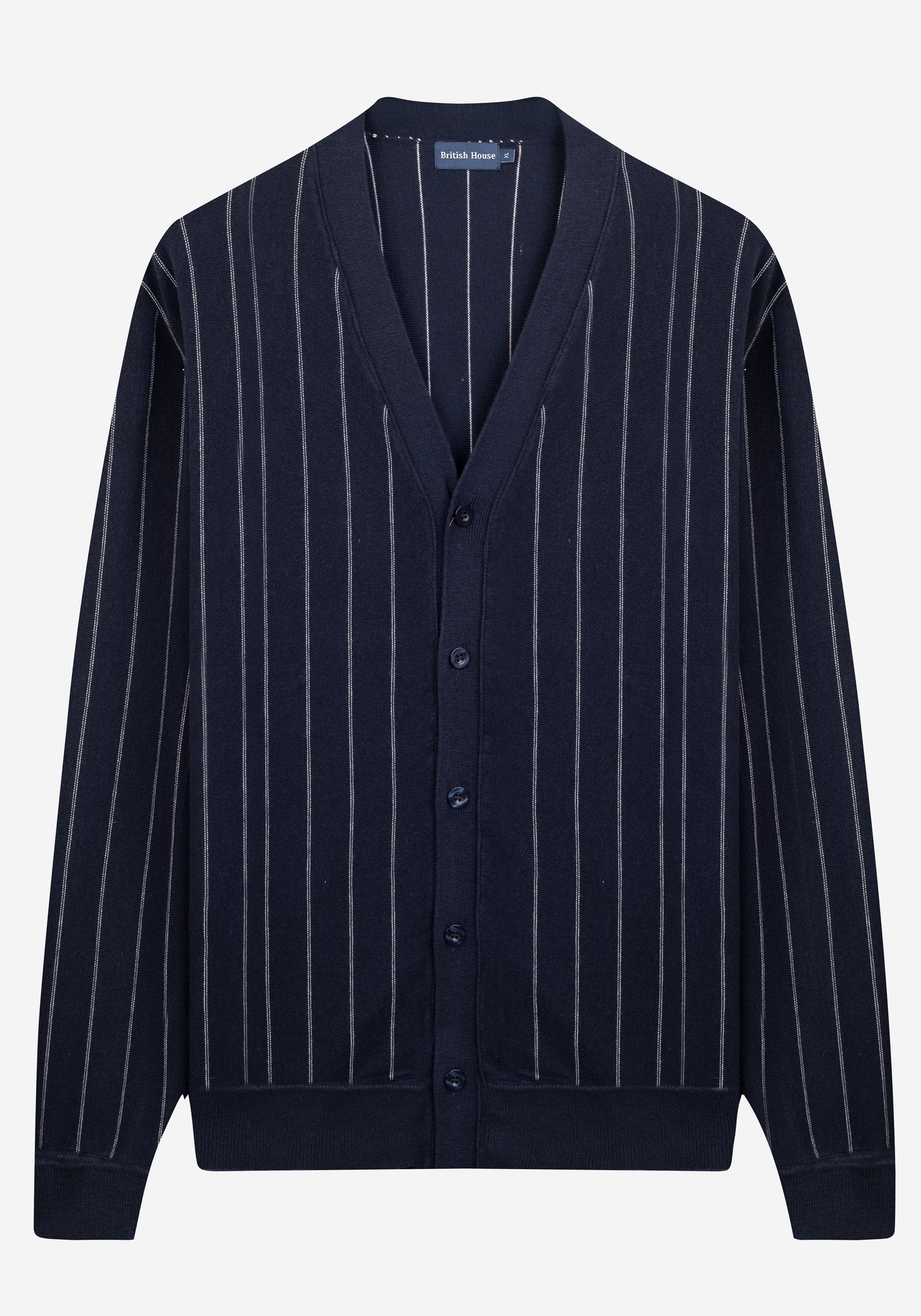 Arctic Navy Stripe Merino Wool Blend Cardigan
