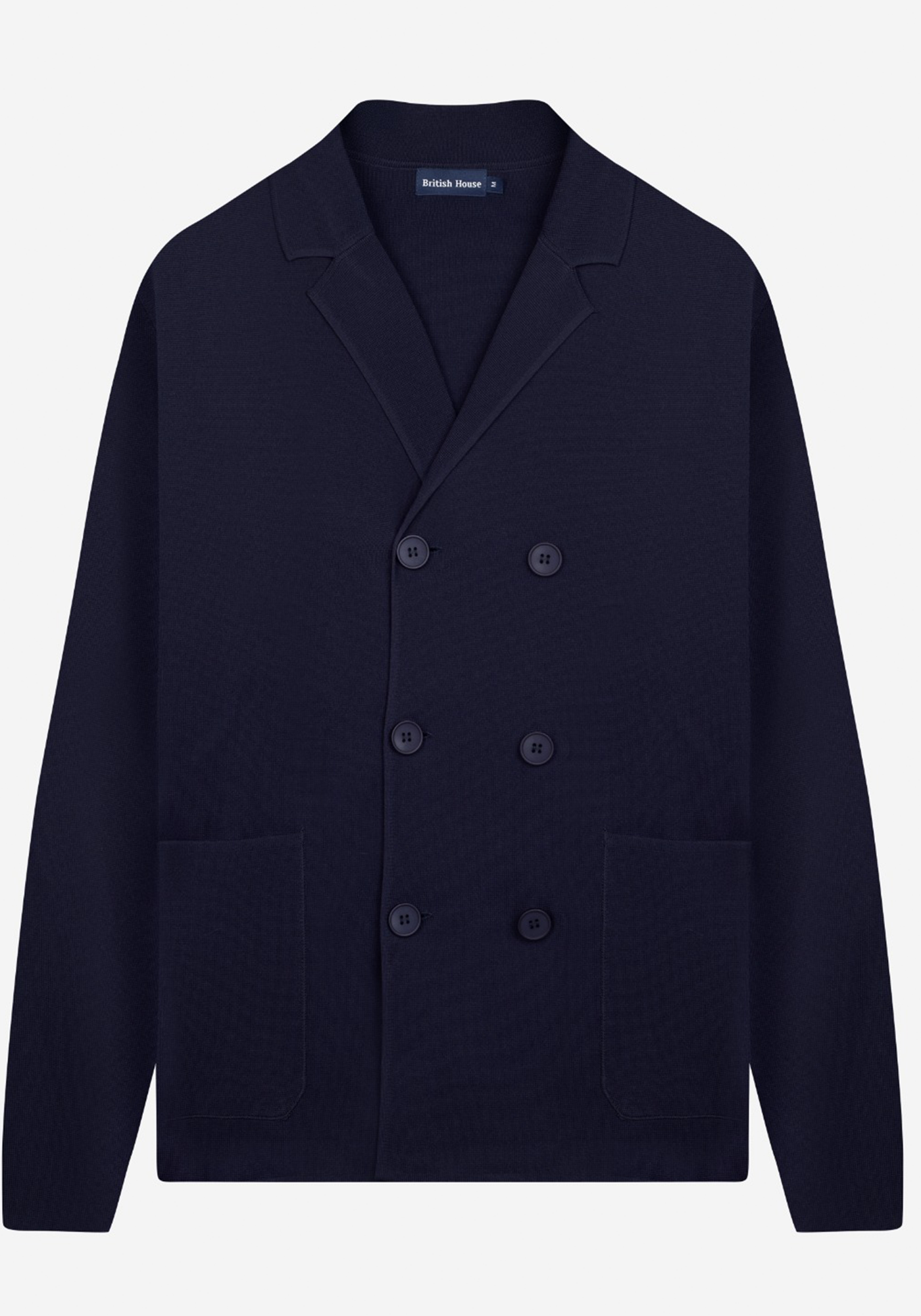 Lapis Navy Double-Breasted Polyamide Jardigan