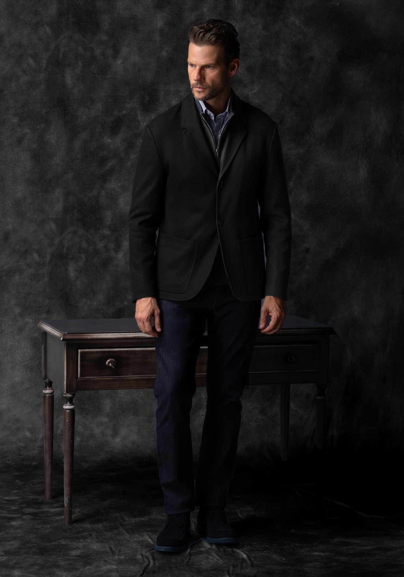 Midnight Black Boiled Wool Jacket