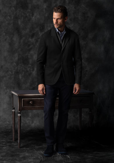 Midnight Black Boiled Wool Jacket
