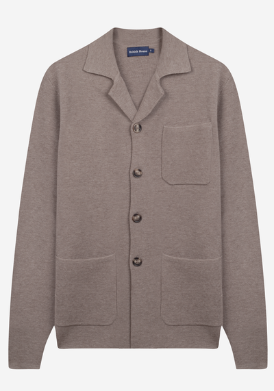 Dune Beige Merino Wool Blend Cardigan