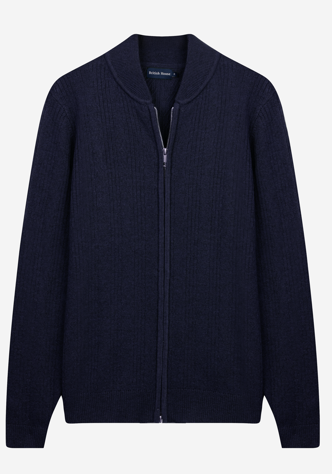 Frost Navy Double-Zipped Merino Wool Blend Pullover