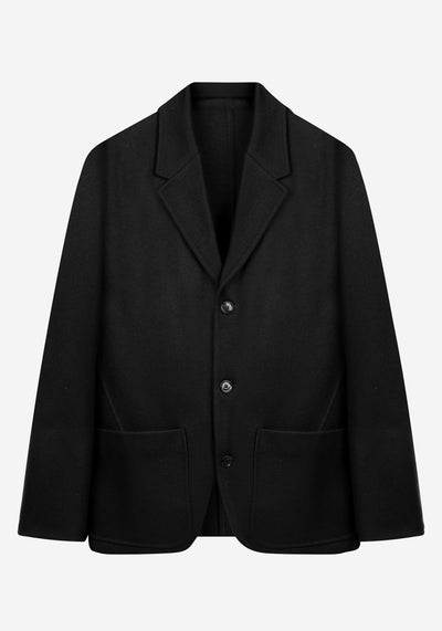Midnight Black Boiled Wool Jacket