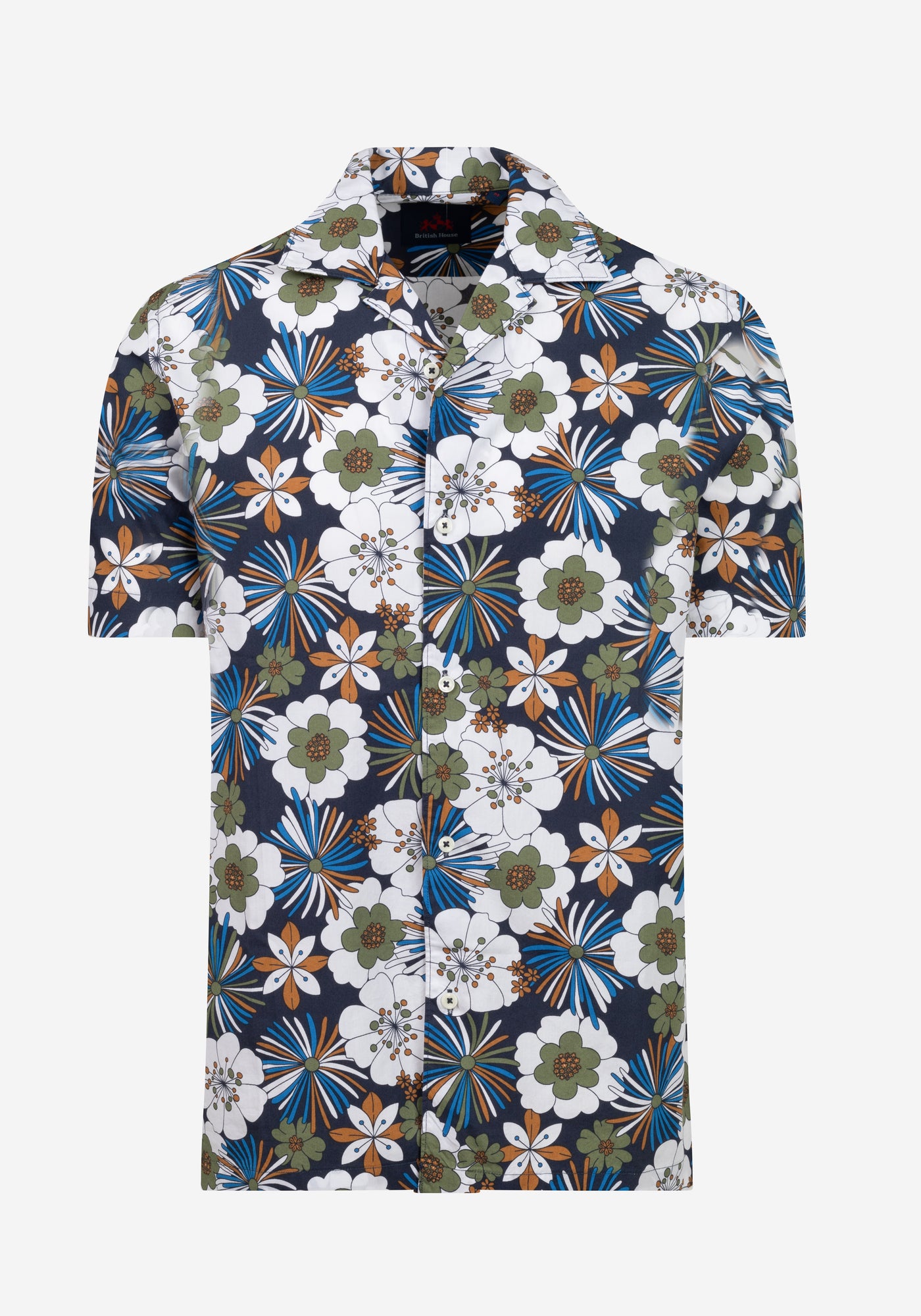 Colorful Floral Poplin Resort Shirt - Short Sleeve