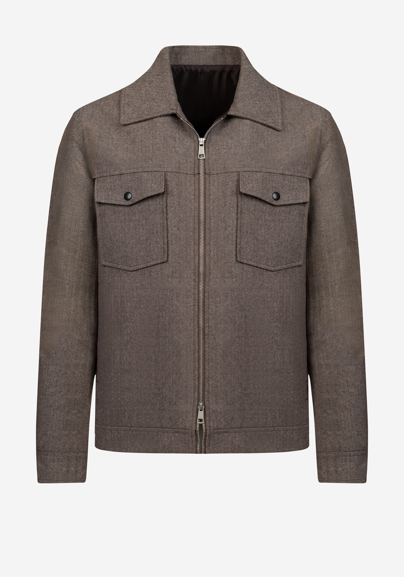 Oak Brown Wool-Blend Bomber Jacket