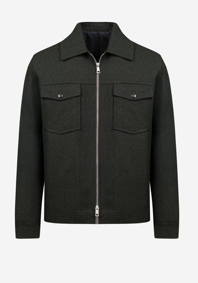 Canyon Olive Wool-Blend Bomber Jacket