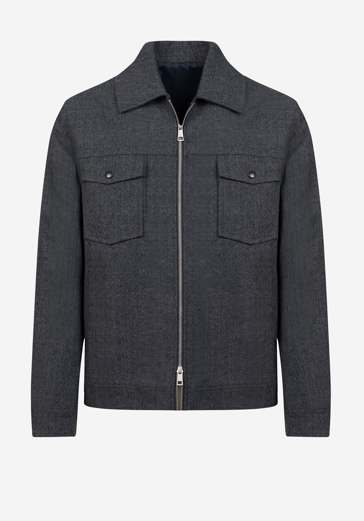 Anthracite Grey Wool-Blend Bomber Jacket