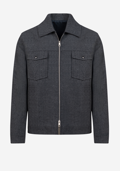 Anthracite Grey Wool-Blend Bomber Jacket