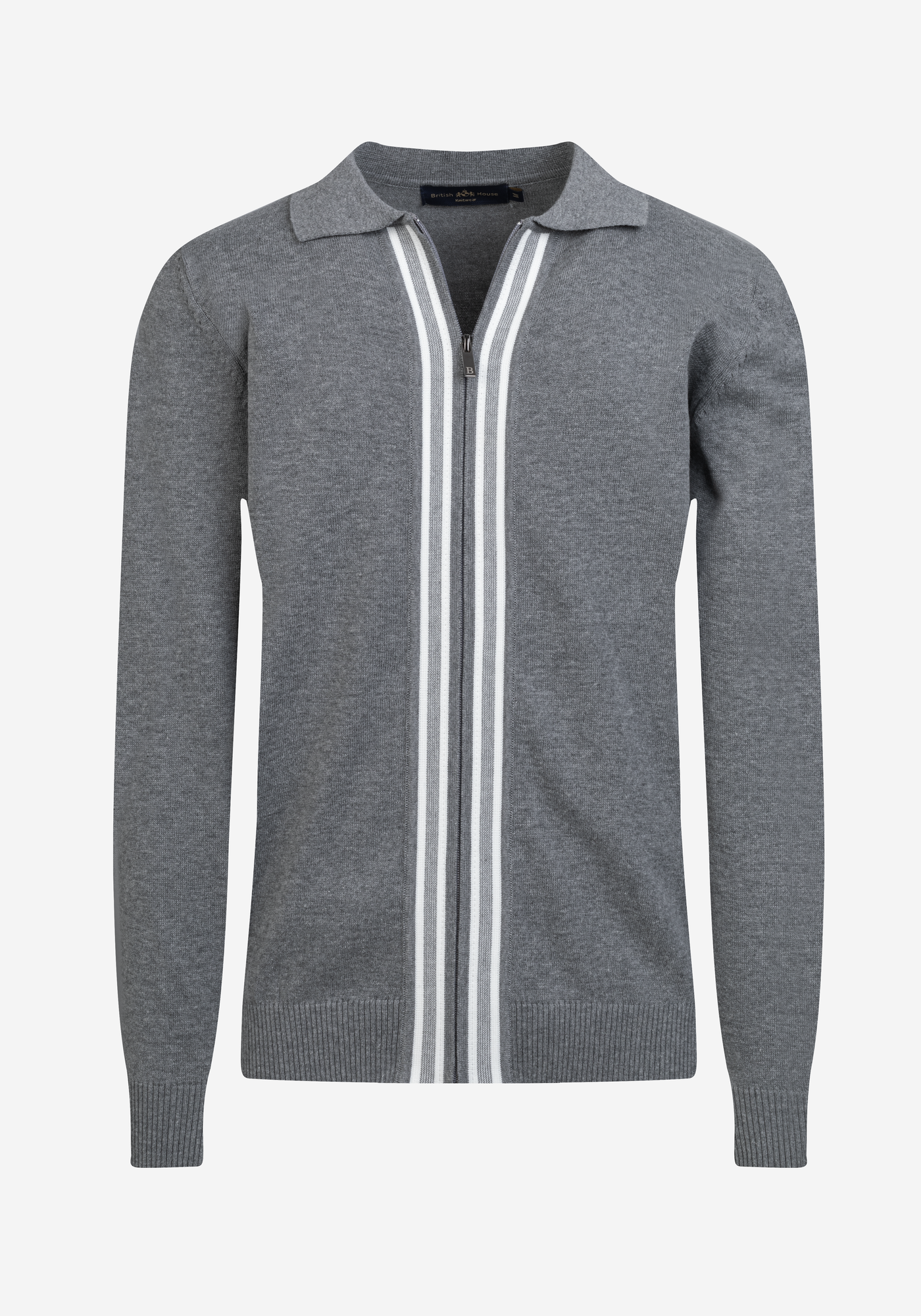 Powder Grey Zip Cotton Pullover