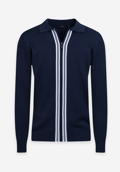 Galaxy Navy Zip Cotton Pullover