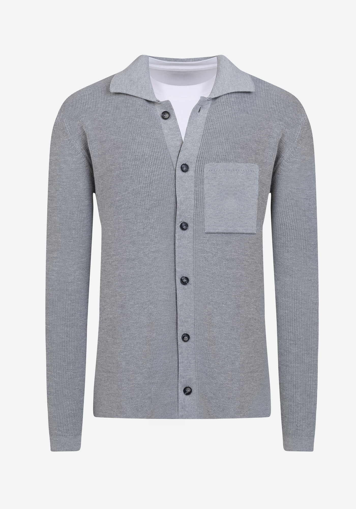 Mist Grey Heavy Knitted Cardigan