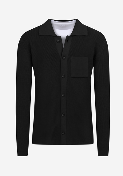 Pitch Black Heavy Knitted Cardigan