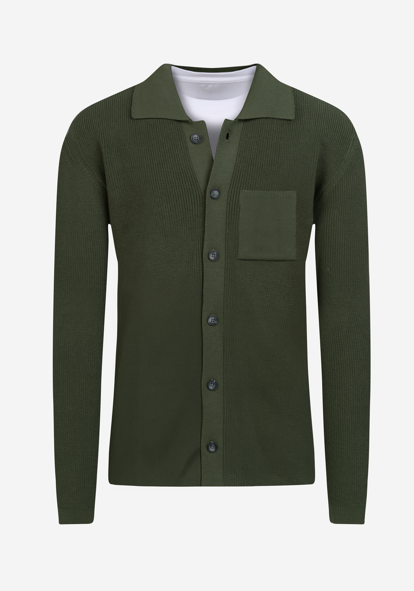 Deep Olive Heavy Knitted Cardigan