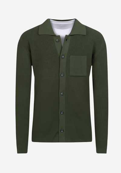 Deep Olive Heavy Knitted Cardigan