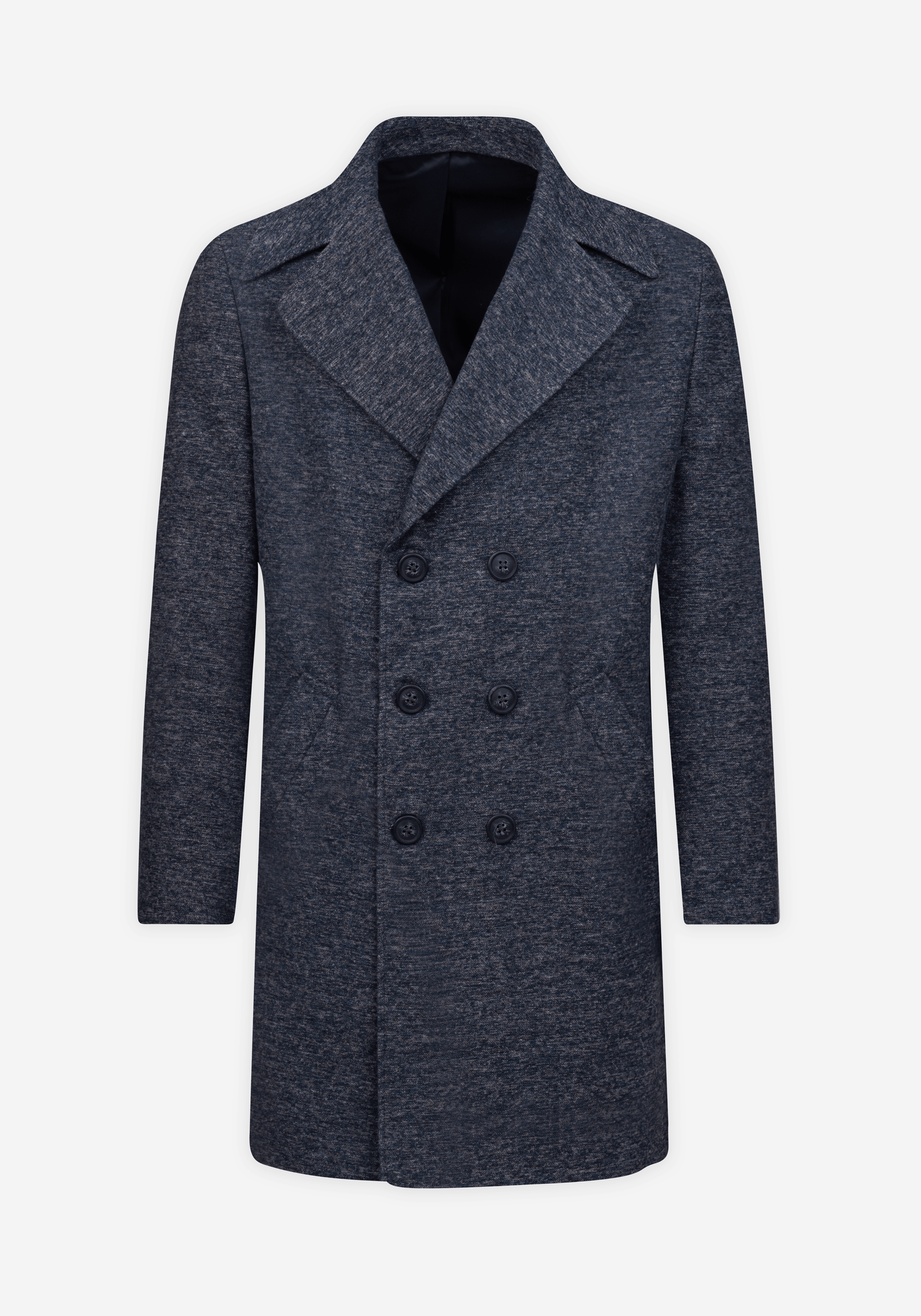 Dim Navy Double-Breasted Poly Coat