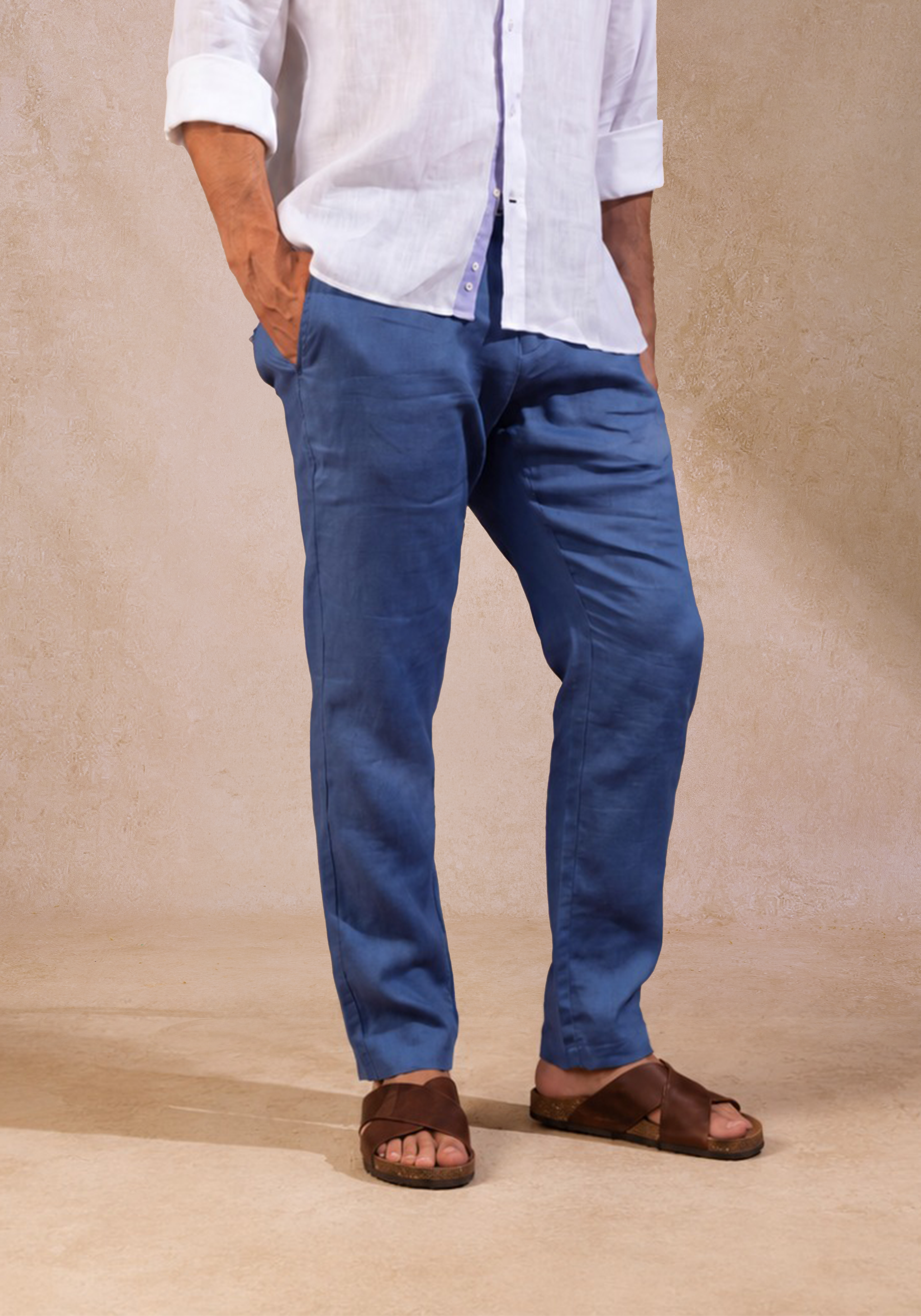 Coastal Blue Soléa Pure Linen Pants