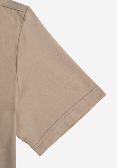 Dune Beige Cotton Undershirt - Short Sleeve