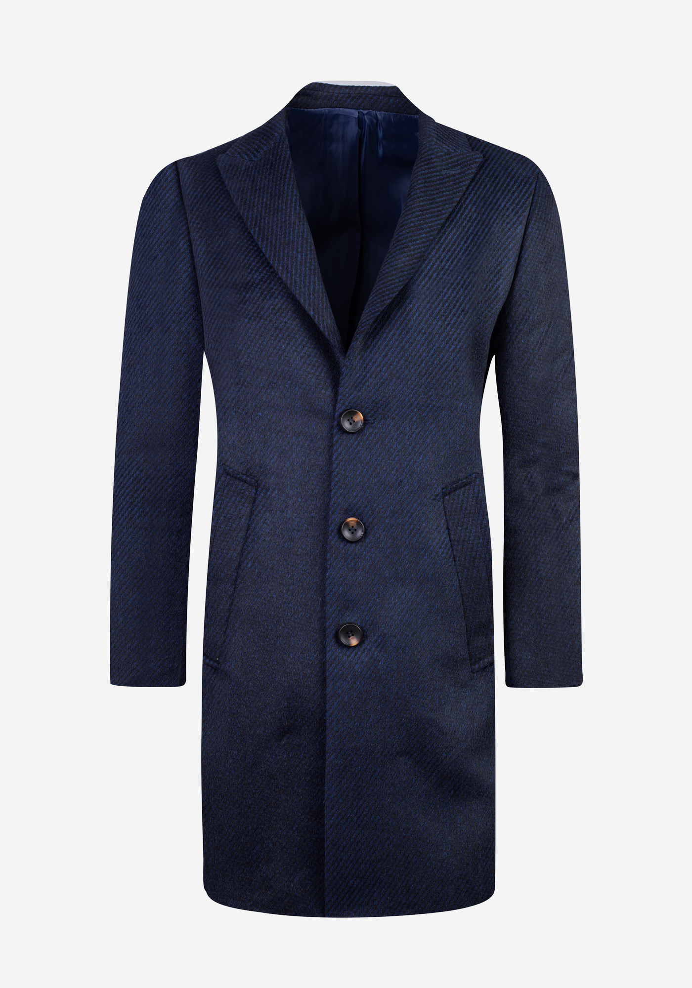 Navy Blue Poly Wool Coat