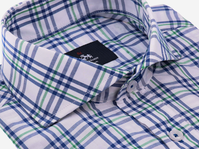 Green Blue Checked Oxford Shirt
