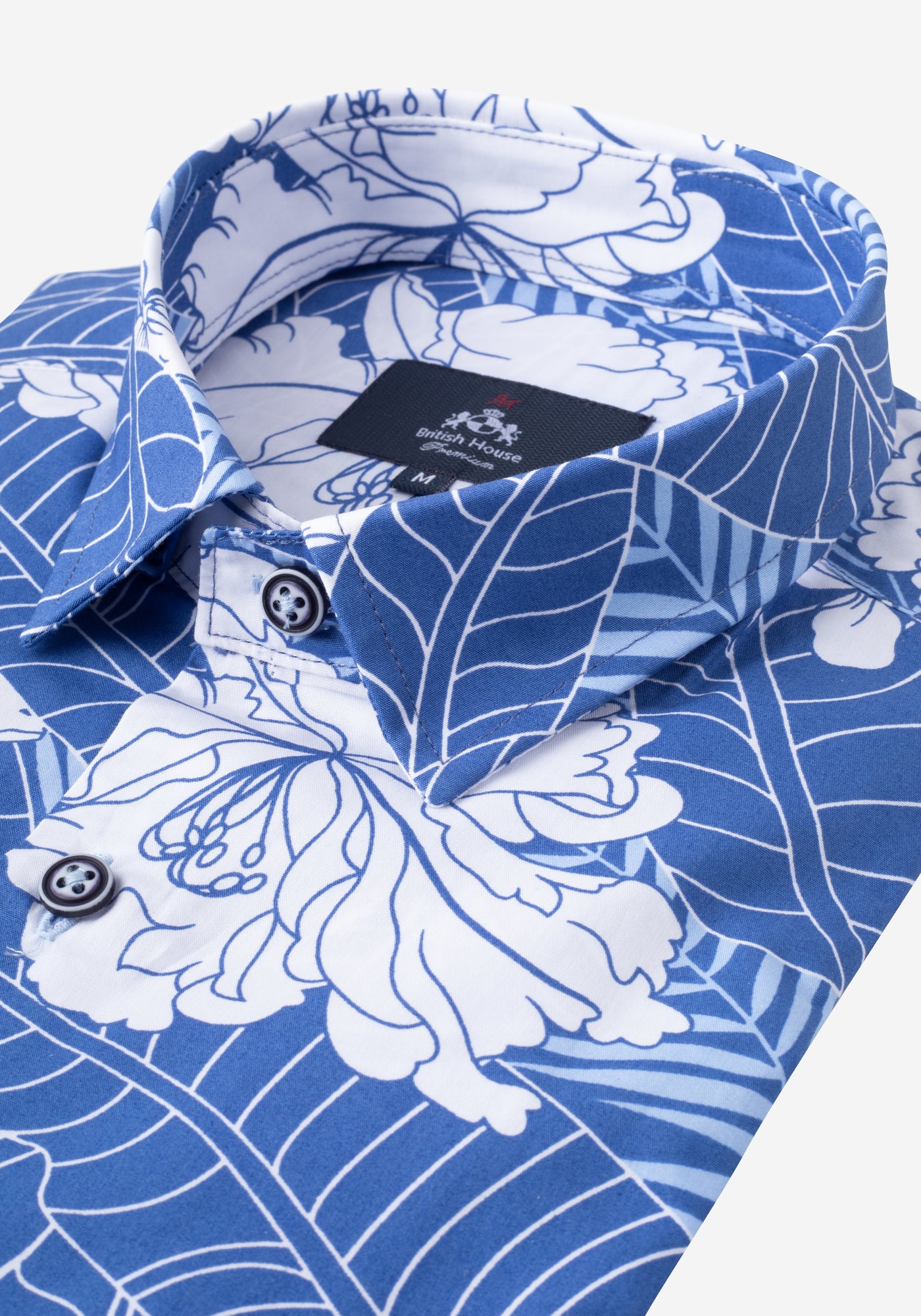 Blue White Printed Poplin Shirt