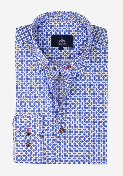 Blue Navy Printed Poplin Shirt