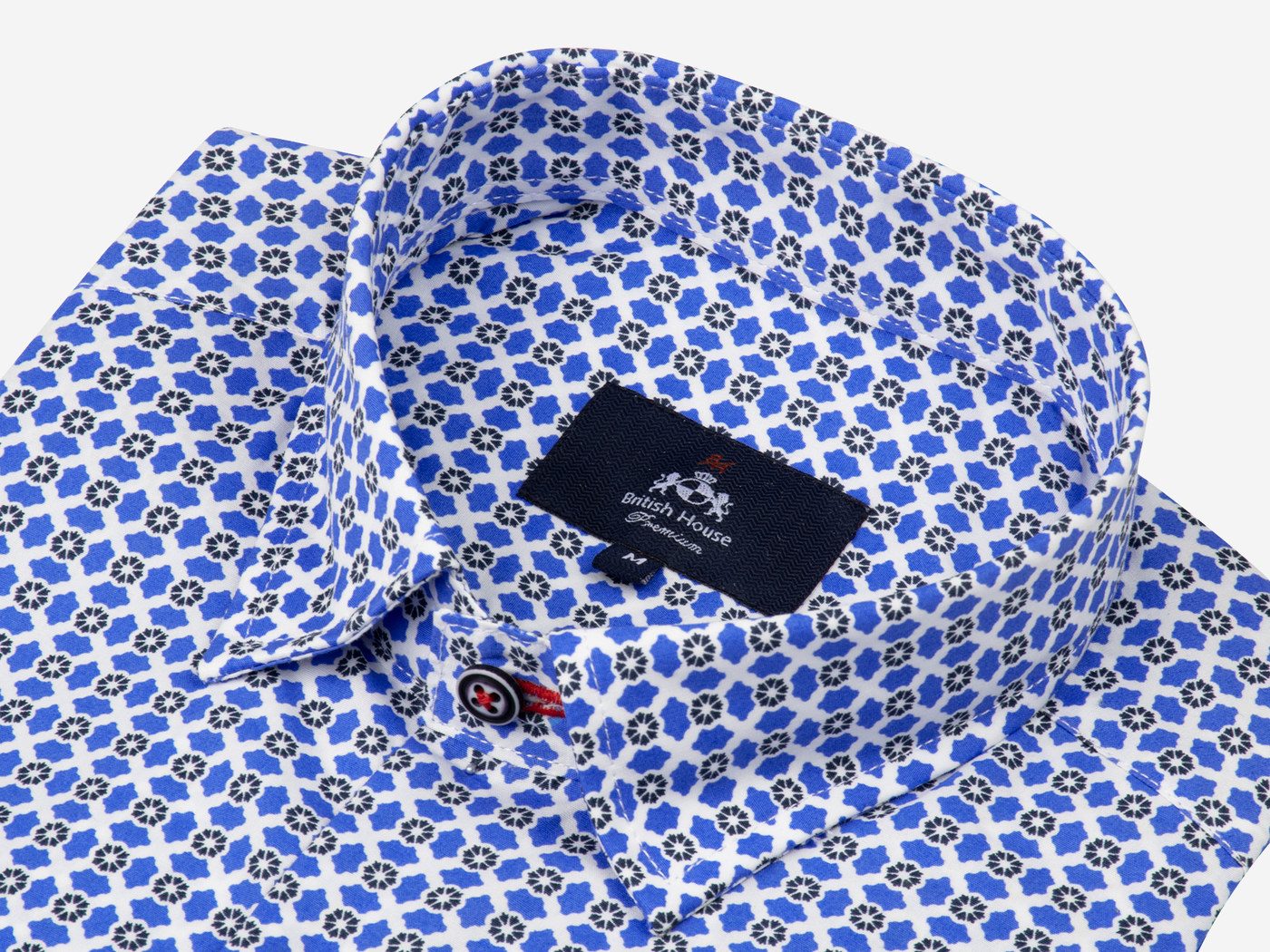 Blue Navy Printed Poplin Shirt