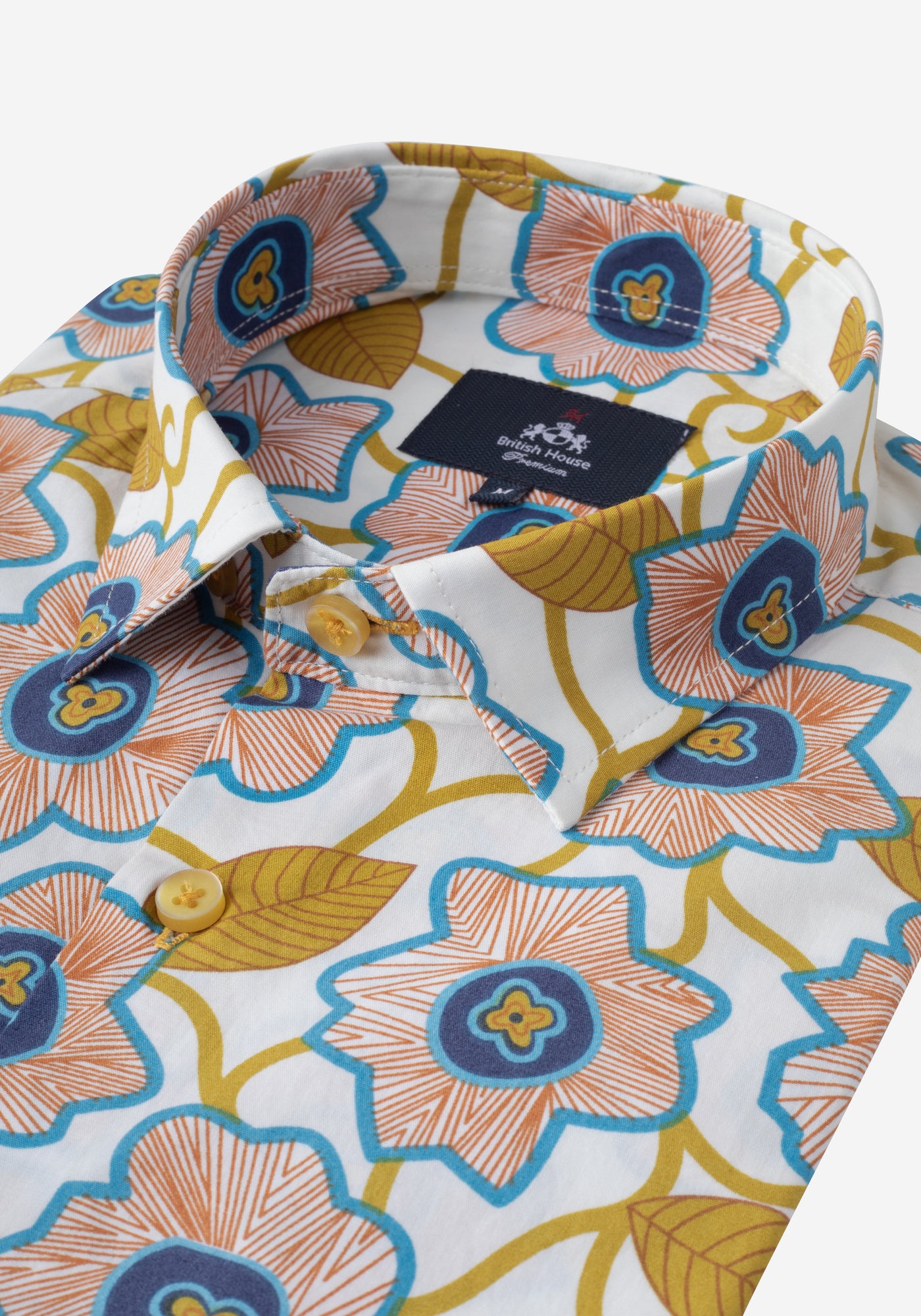 Yellow White Floral Shirt