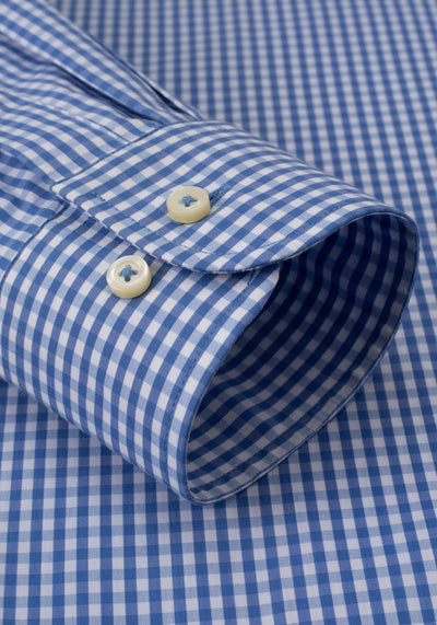 Vichy Blue Checked Cotton Lycra Shirt