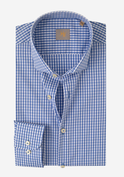 Vichy Blue Checked Cotton Lycra Shirt