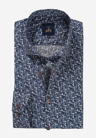 Navy Patterned Poplin Shirt - Limited Edition
