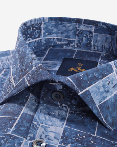 Blue Patterned Poplin Shirt - Limited Edition