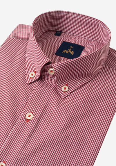 Red Checked Cotton Lycra Shirt