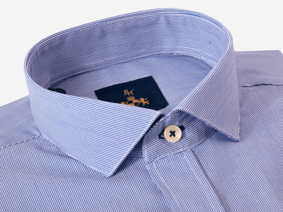 Dark Blue Stripe Cotton Lycra Shirt