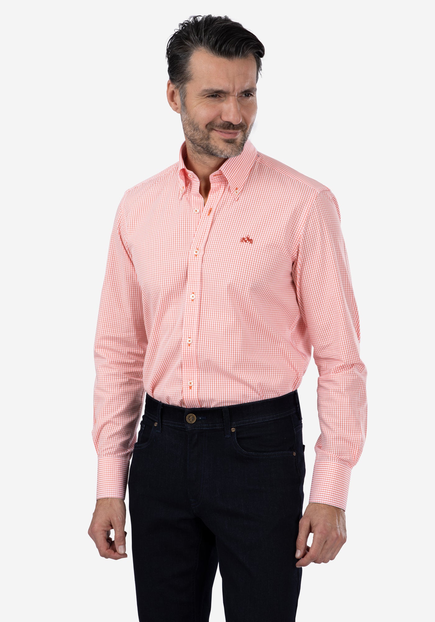 Orange Checked Poplin Shirt