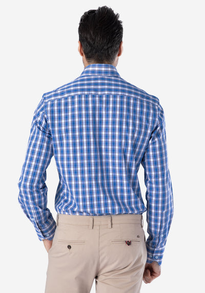Blue White Checked Poplin Shirt