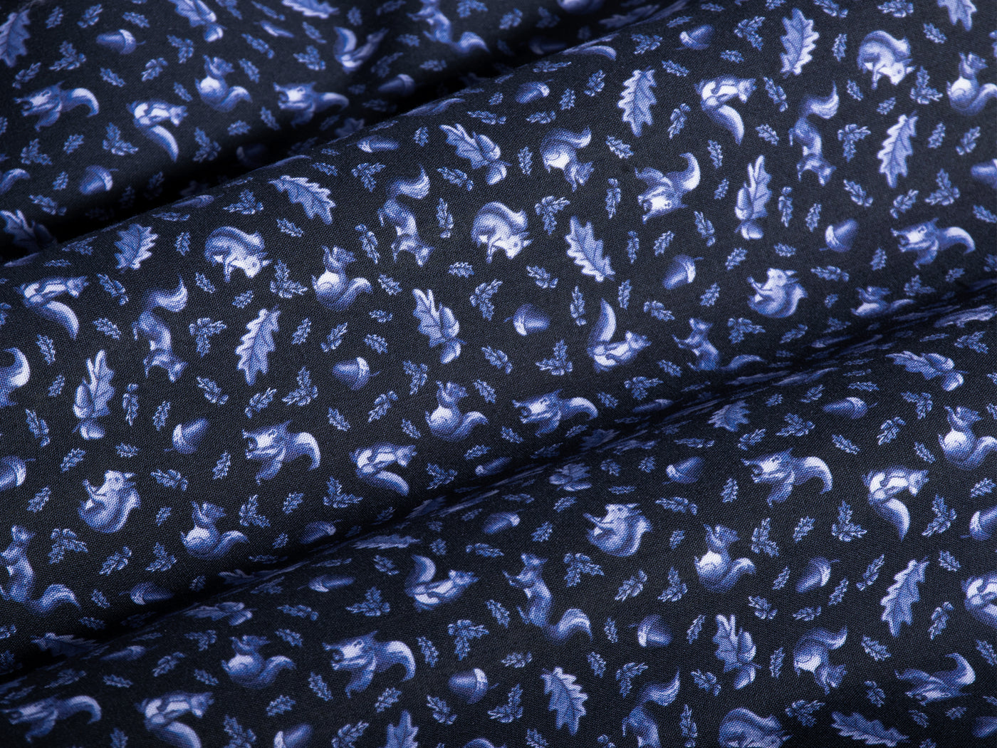 Navy Blue Leafs Poplin Shirt