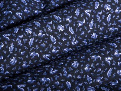Navy Blue Leafs Poplin Shirt