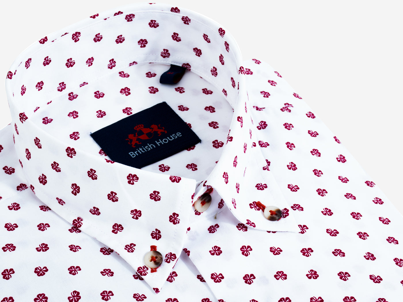 White Red Floral Poplin Shirt