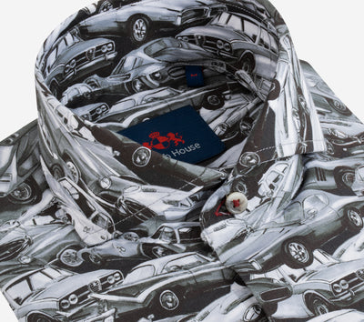 Gray Antique Cars Poplin Shirt