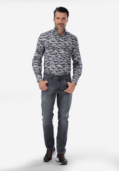 Gray Antique Cars Poplin Shirt