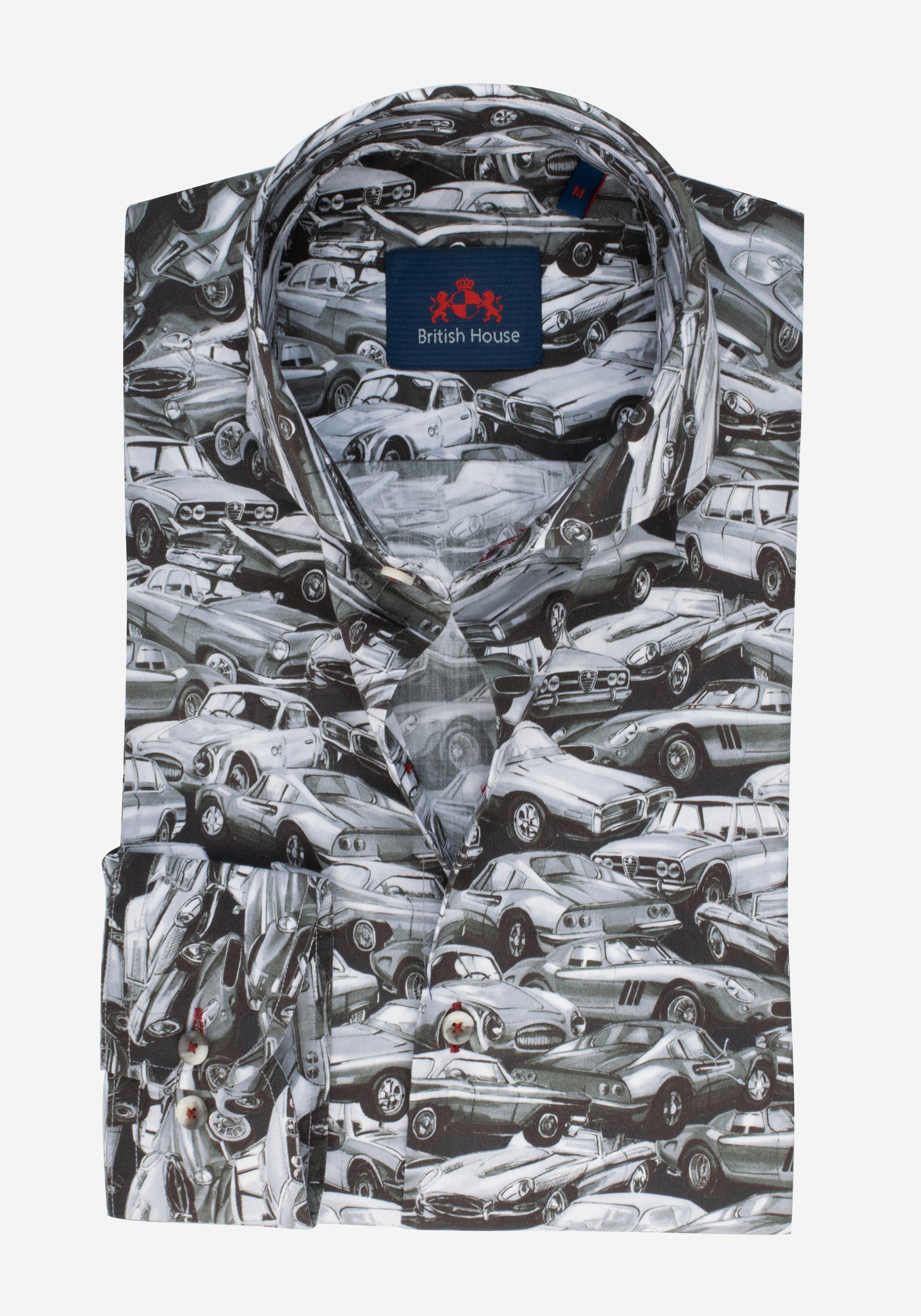 Gray Antique Cars Poplin Shirt