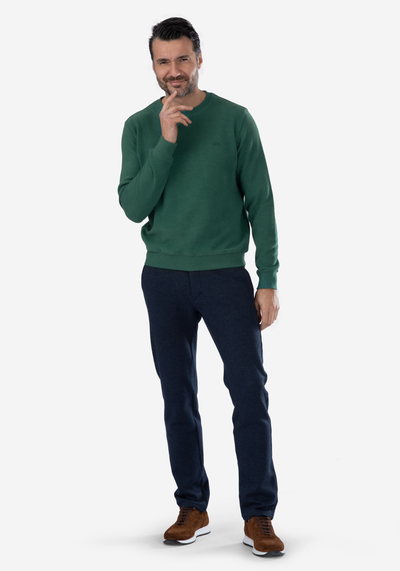 Stretch Knitted Navy Stripe Pants